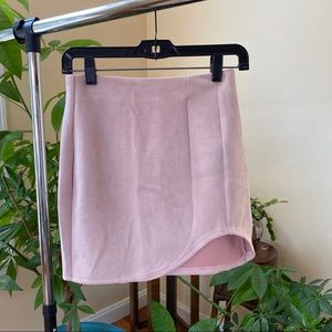 Pink Asymmetrical Mini Pencil Skirt